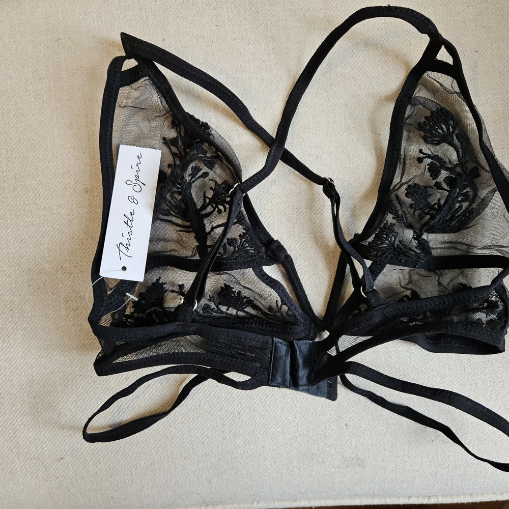 NWT Thistle and Spire Black Floral Bralette